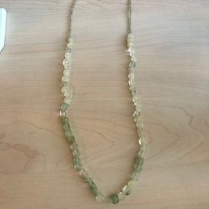 Handmade Shades of Green Stone Beaded Necklace with Silver Beads